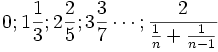 0;  1,333;  2,4;  3,428; ... 2/[(1/ n )+(1/{ n-1})]